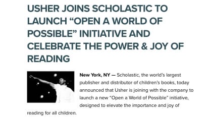 Usher and Scholastic join forces to promote young readers